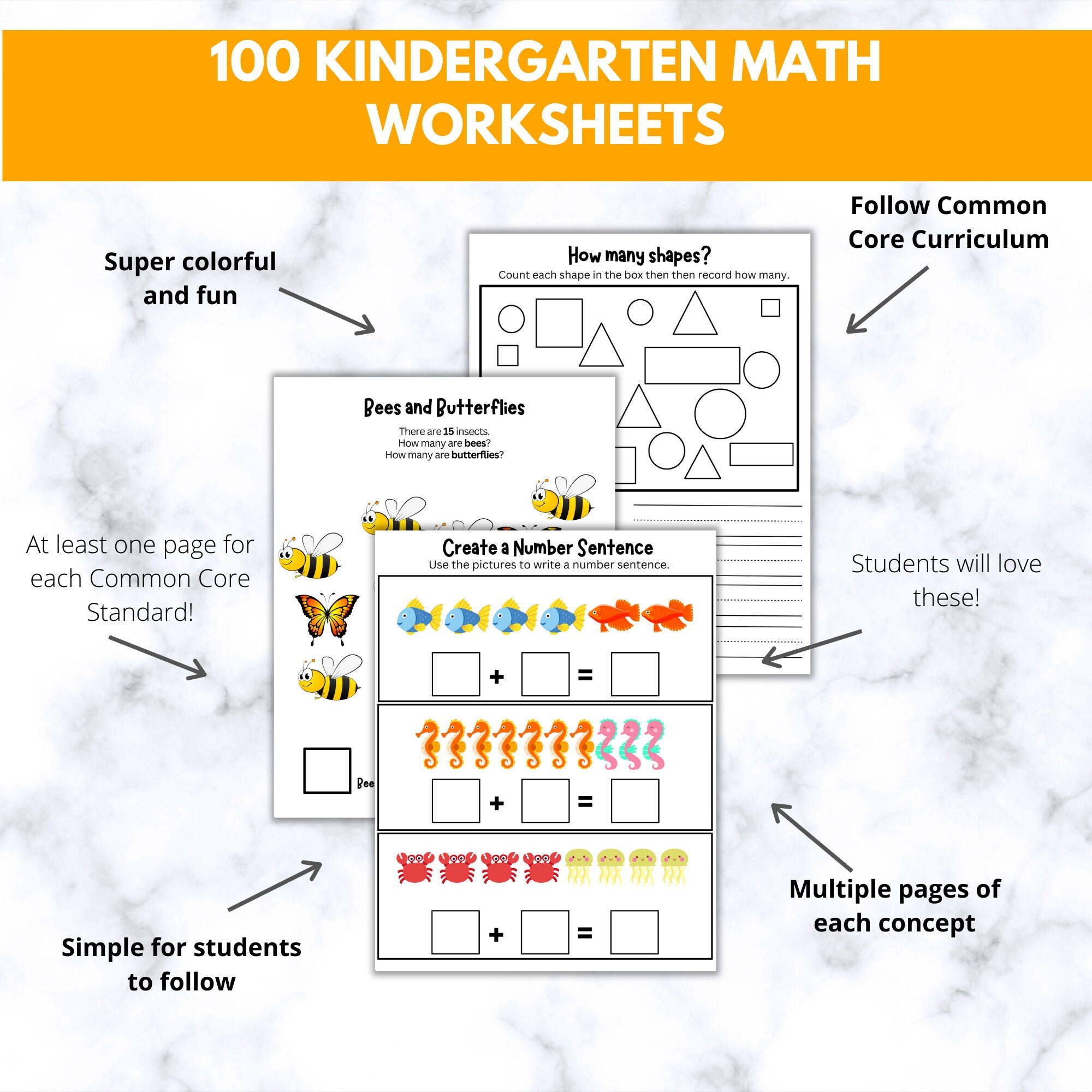 Kindergarten Common Core Worksheets Math
