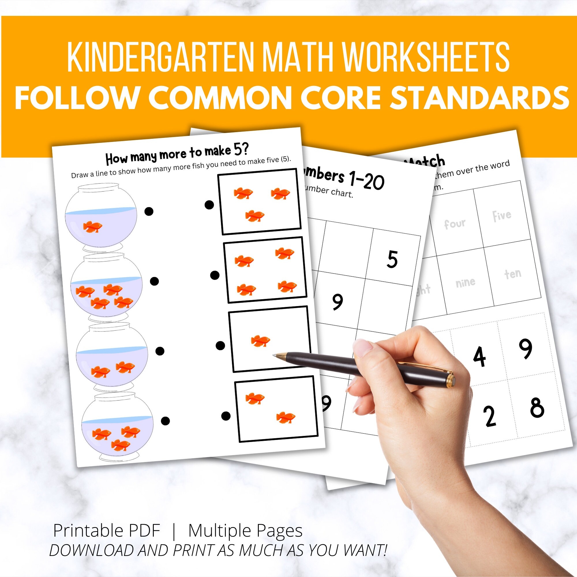 100 Kindergarten Math Common Core Worksheets Printable Instant Worksheets Library