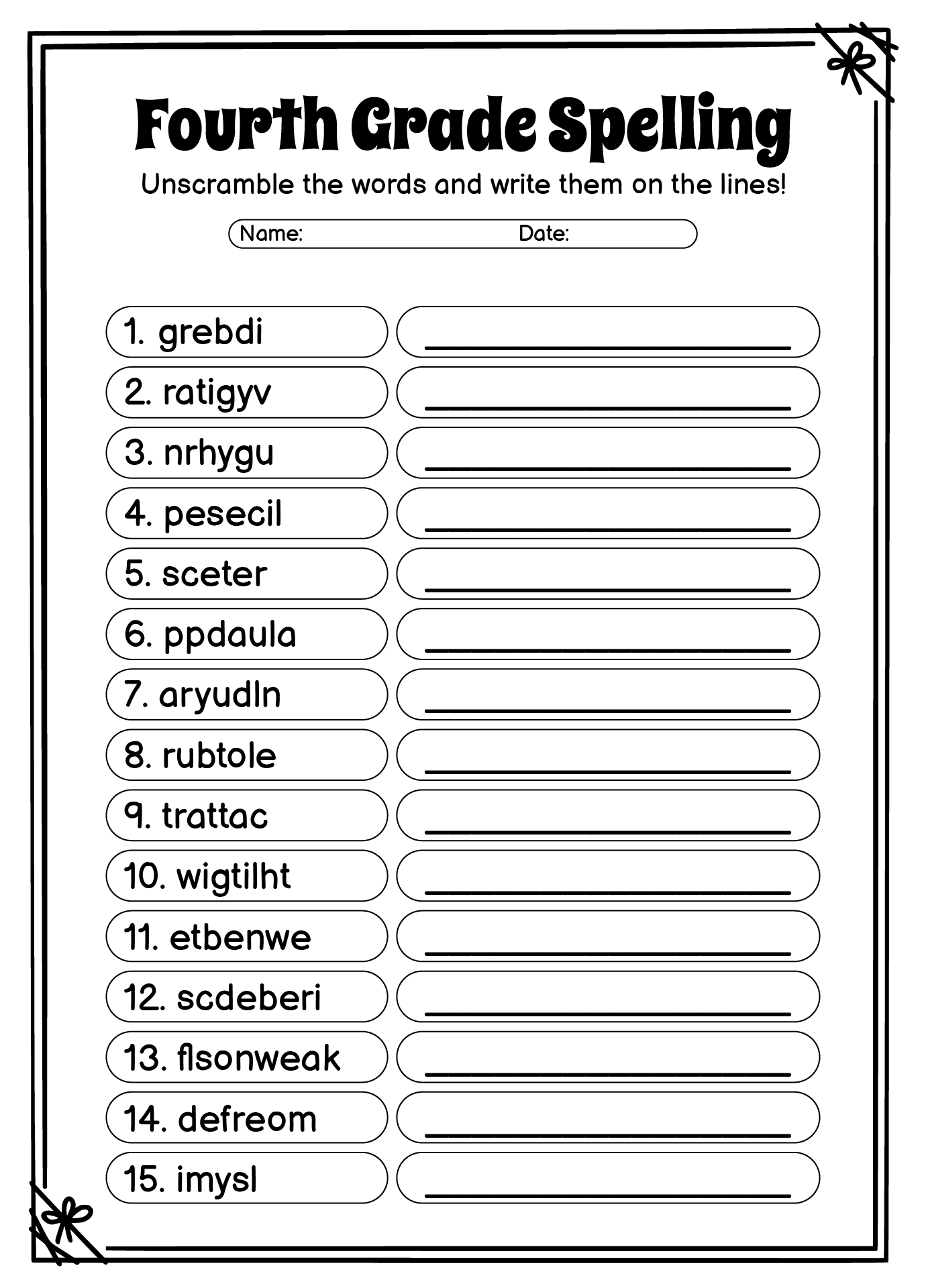 11 4th Grade Spelling Worksheets Printable Free PDF At Worksheeto