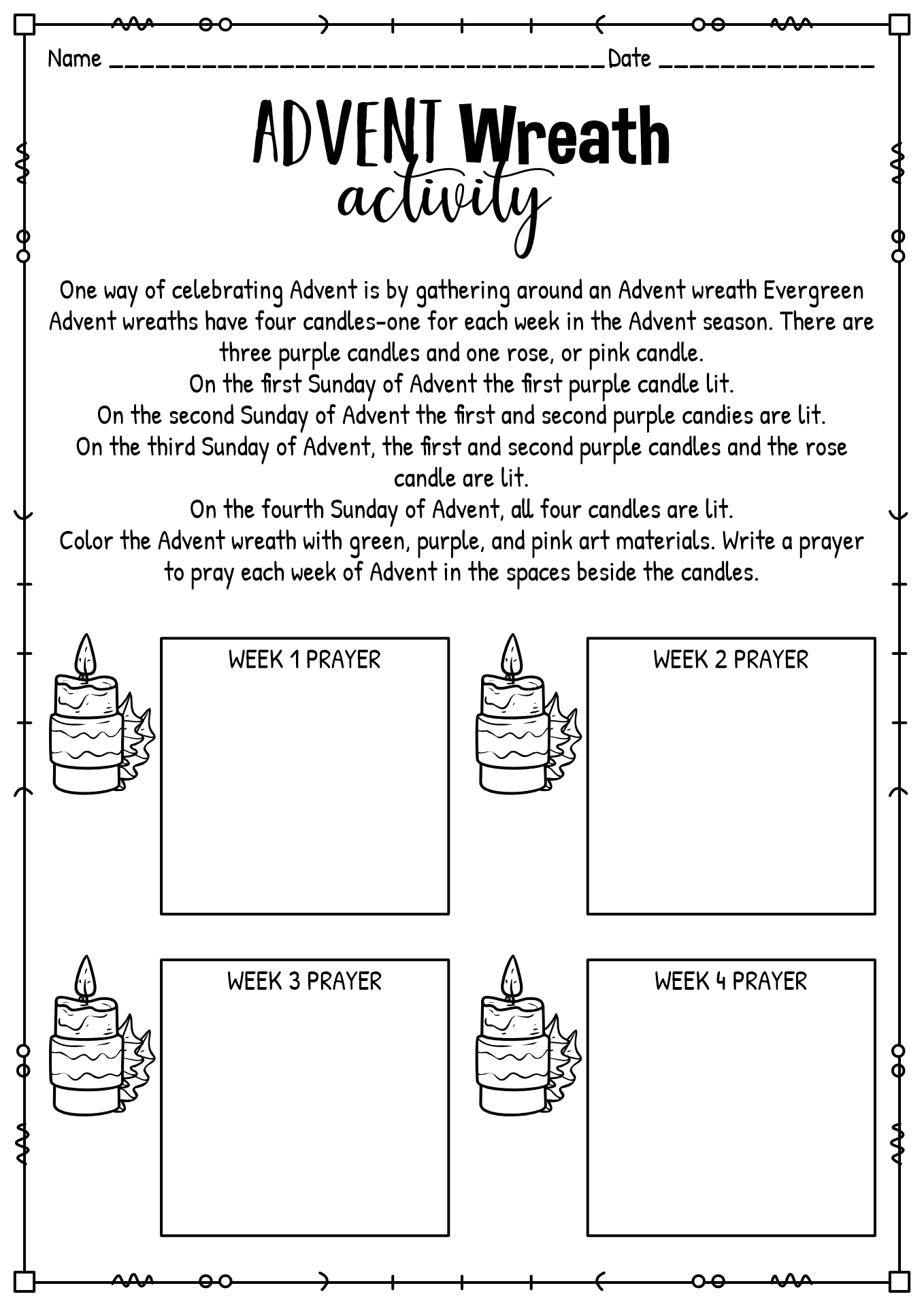 12 Advent Candles Coloring Page Worksheets Free PDF At Worksheeto