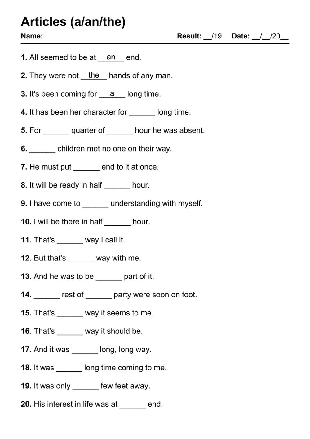 Free Grammar Printable Worksheets Grade 12