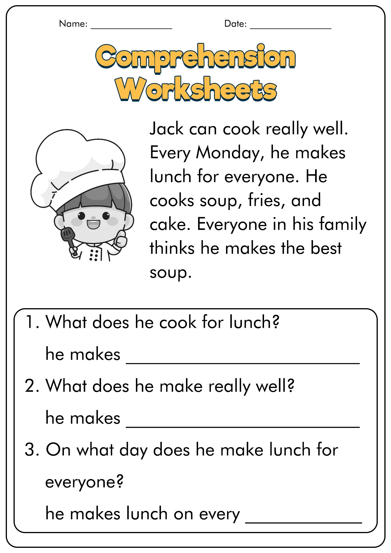 2nd Grade Printable Worksheets Reading Comprehension 2nd Grade Printable Worksheets Reading Comprehension
