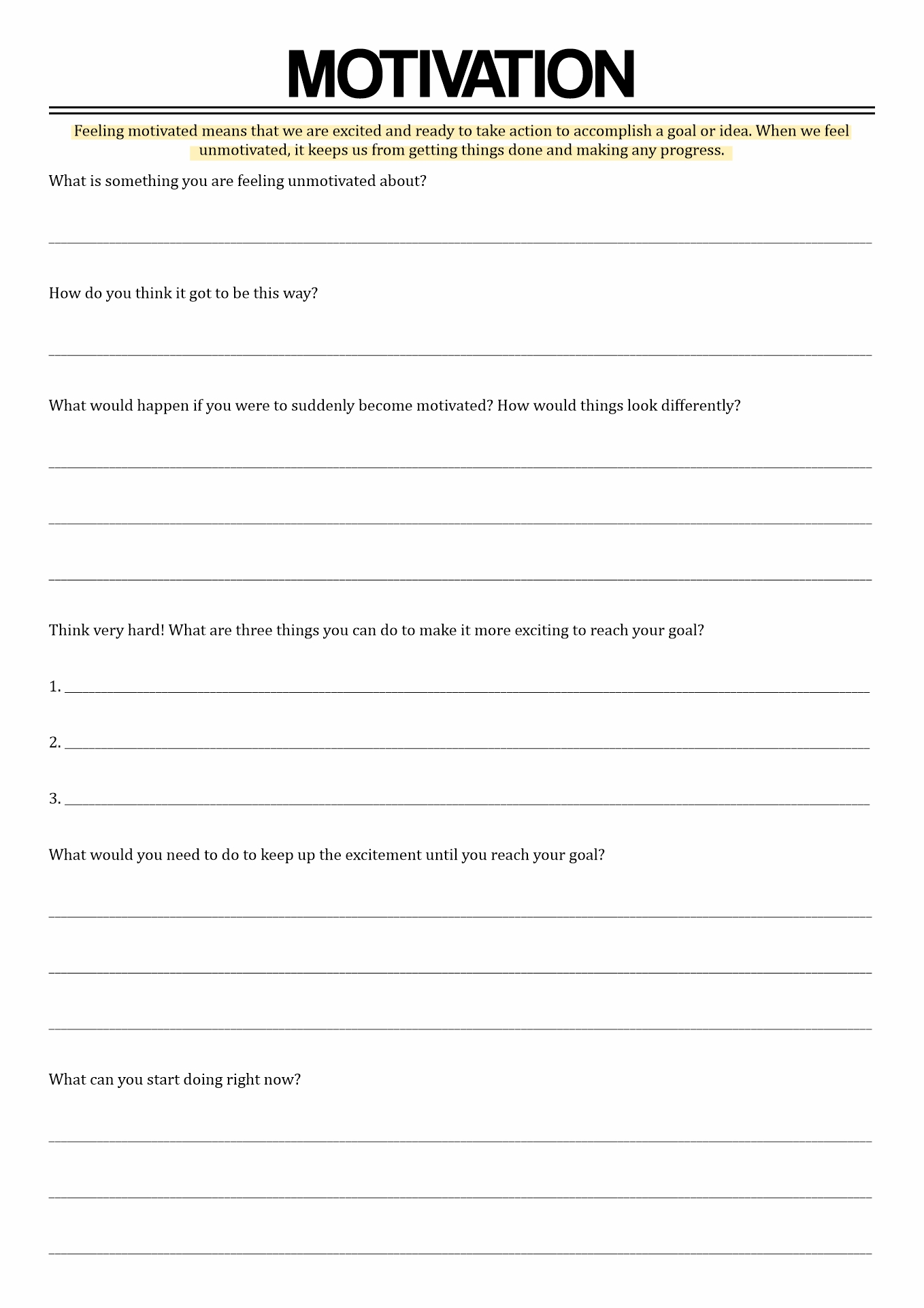16 Motivational Worksheets For Change Free PDF At Worksheeto