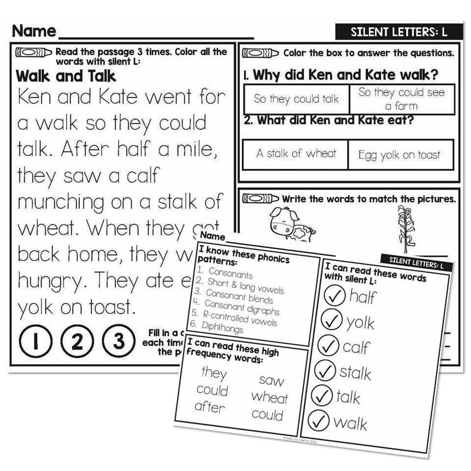 1st Grade Decodable Phonics Passage Silent Letters L Lucky Little Learners 1st Grade Decodable Phonics Passage Silent Letters L Lucky Little Learners