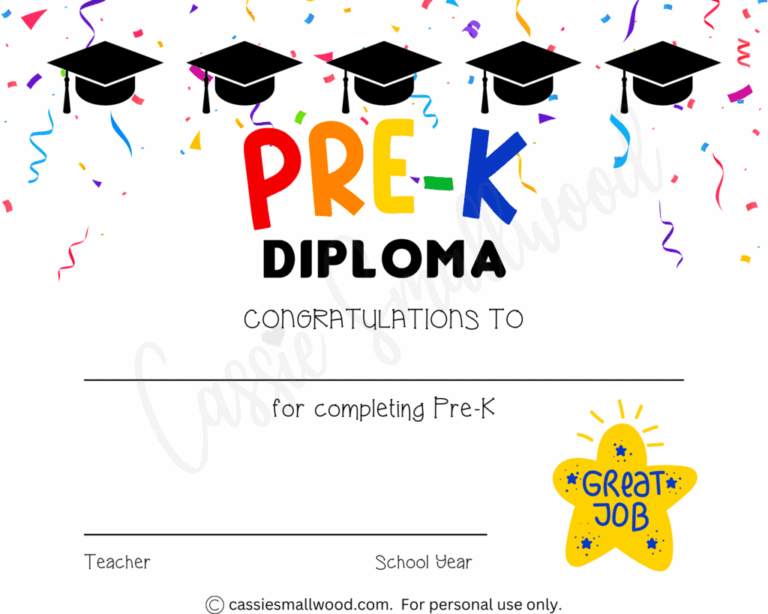 20 Preschool And Kindergarten Graduation Certificates FREE