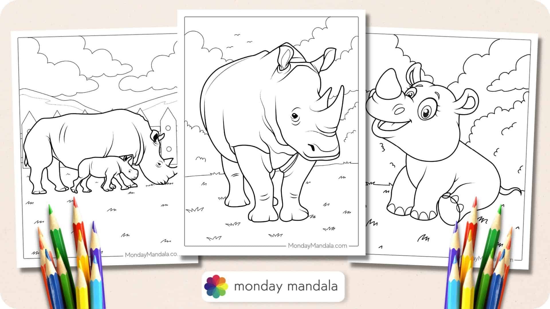 22 Rhino Coloring Pages Free PDF Printables 