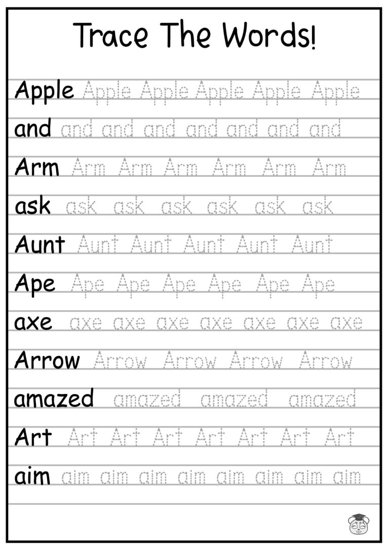 24 Printable Trace The Words Worksheet Alphabetical A Z Capital