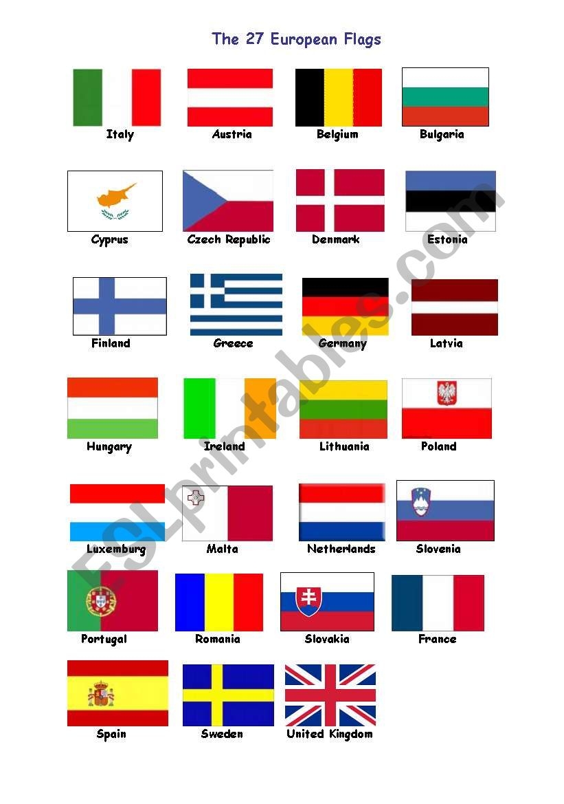 27 Flags For Europe ESL Worksheet By Nassimabm 27 Flags For Europe ESL Worksheet By Nassimabm