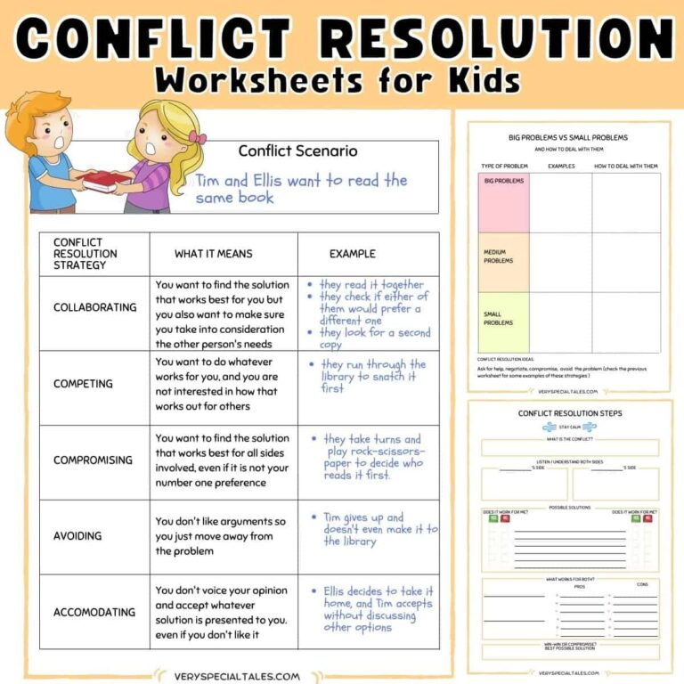31 Fun Conflict Resolution Activities For Kids Printable PDF