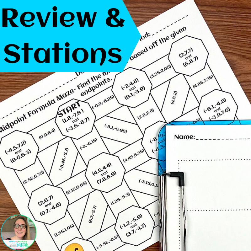 4 Midpoint Formula Mazes W Two Endpoints Printable Math Worksheet Activities Math And Science Sarah