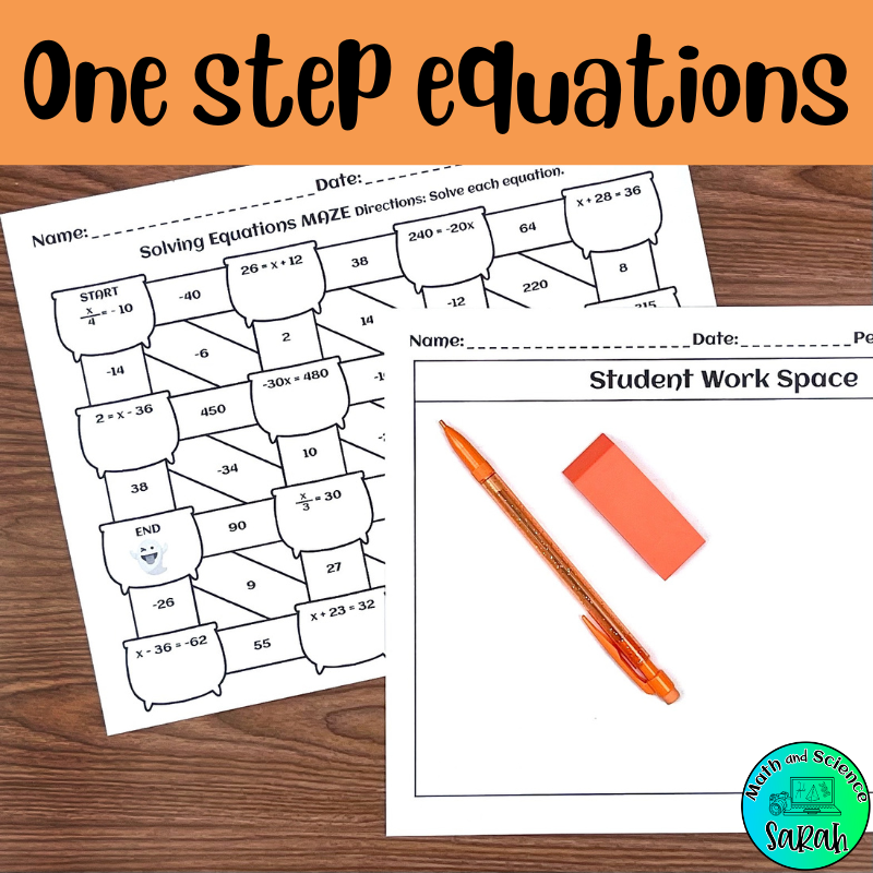 4 Solving One U0026 Two Step Equations Halloween Mazes Algebra Worksheet Activities Math And Science Sarah
