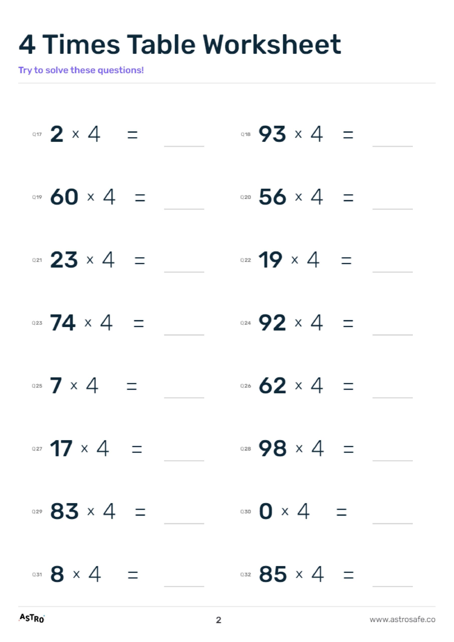 4 Times Table Lessons Printable Worksheets U0026 Charts AstroSafe 4 Times Table Lessons Printable Worksheets U0026 Charts AstroSafe