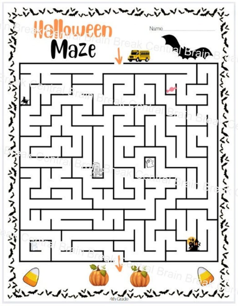4th Grade Halloween Maze With Answer Key Printable Etsy