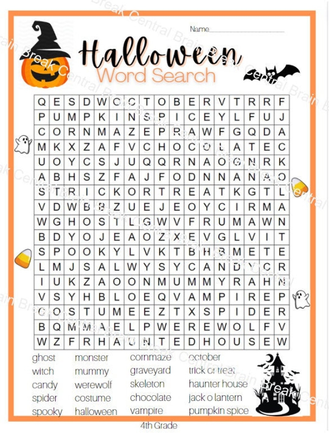 4th Grade Halloween Word Search With Answer Key Etsy 4th Grade Halloween Word Search With Answer Key Etsy