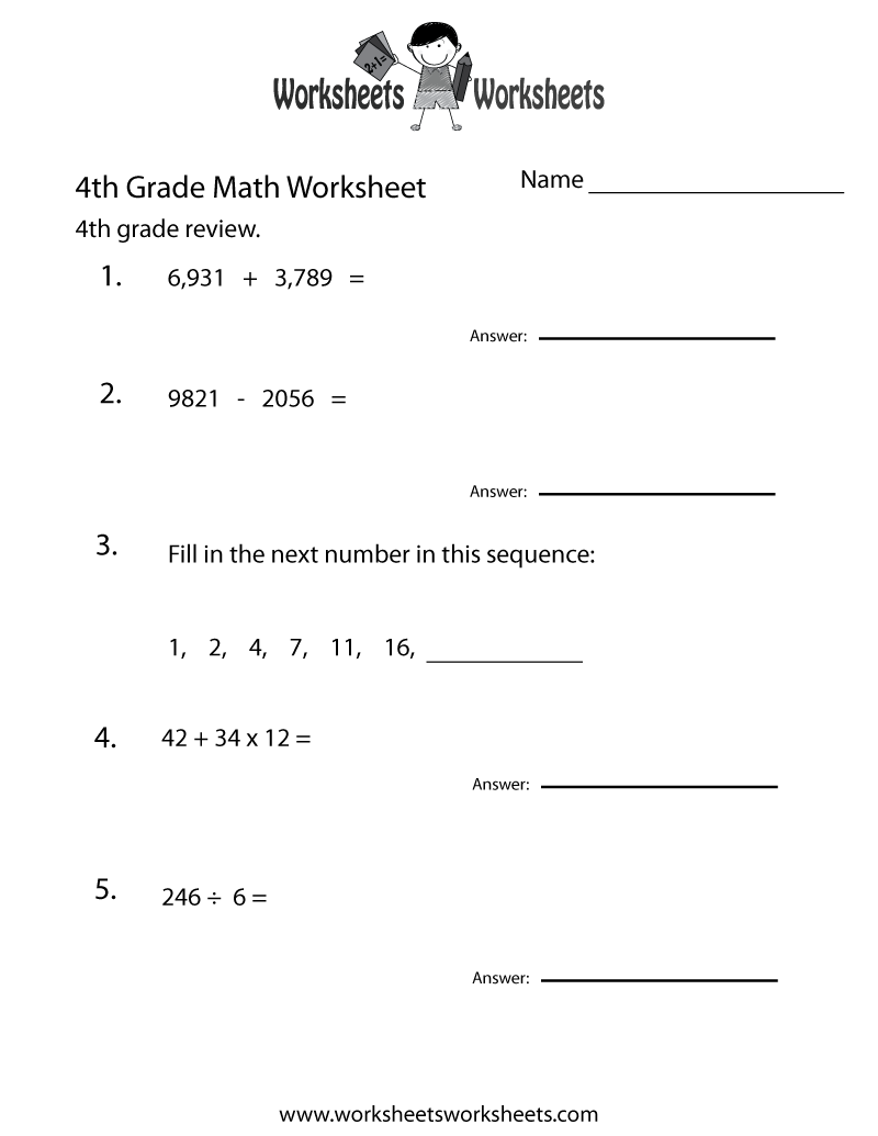 4th Grade Worksheets Free Printables
