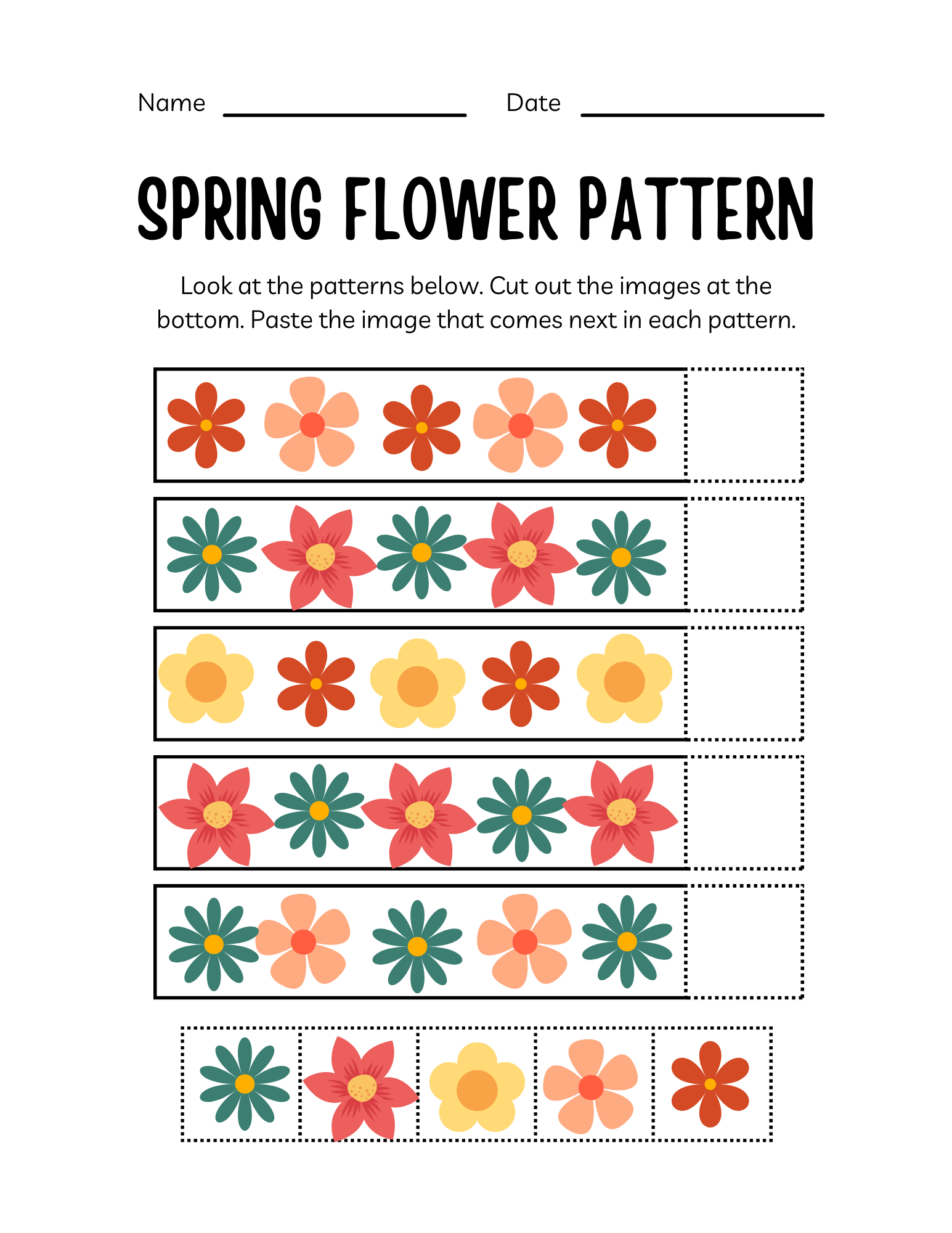 Free Patterning Worksheets For Kindergarten