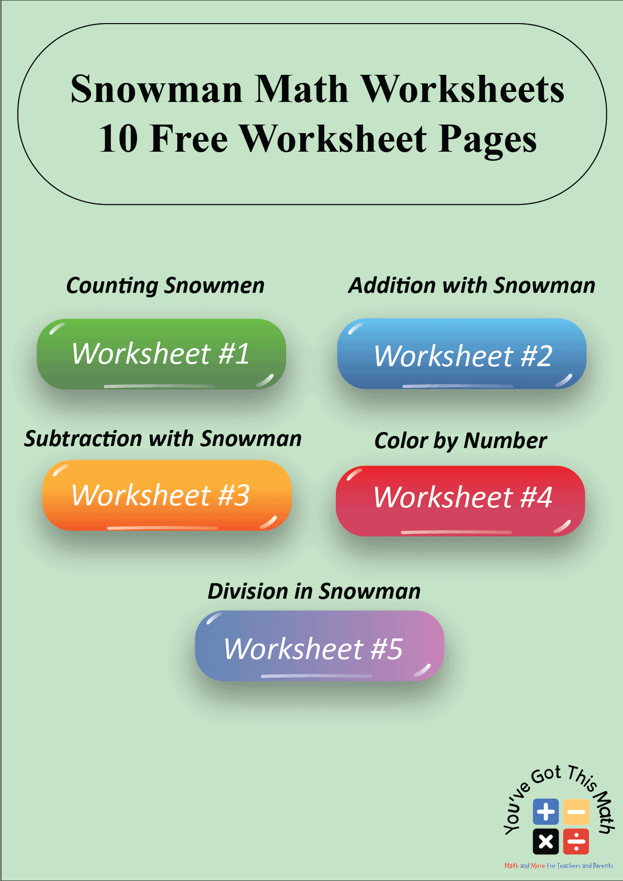 Snowman Math Worksheets Snowman Math Worksheets