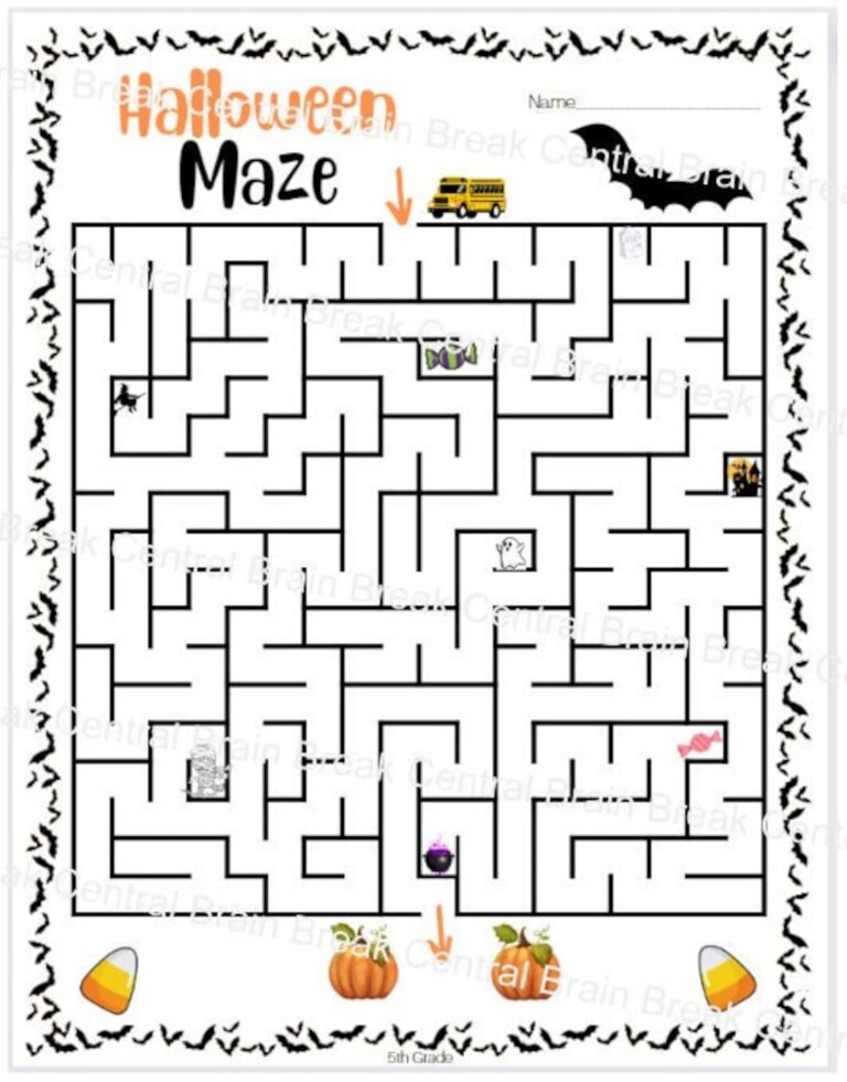 5th Grade Halloween Maze With Answer Key Printable Etsy