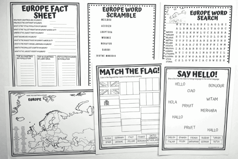 7 Countries Of Europe Worksheets For Kids Free Printables