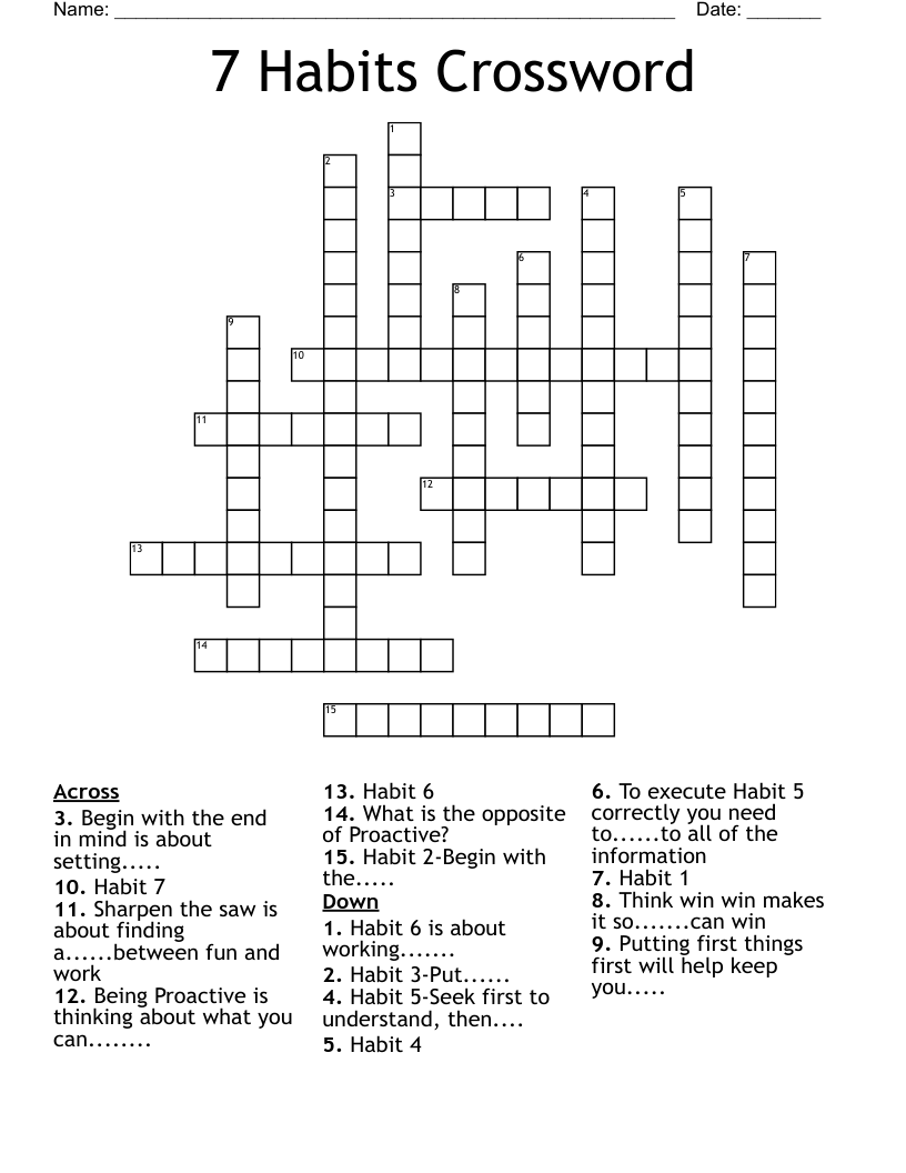 Printable 7 Habits Worksheets Free