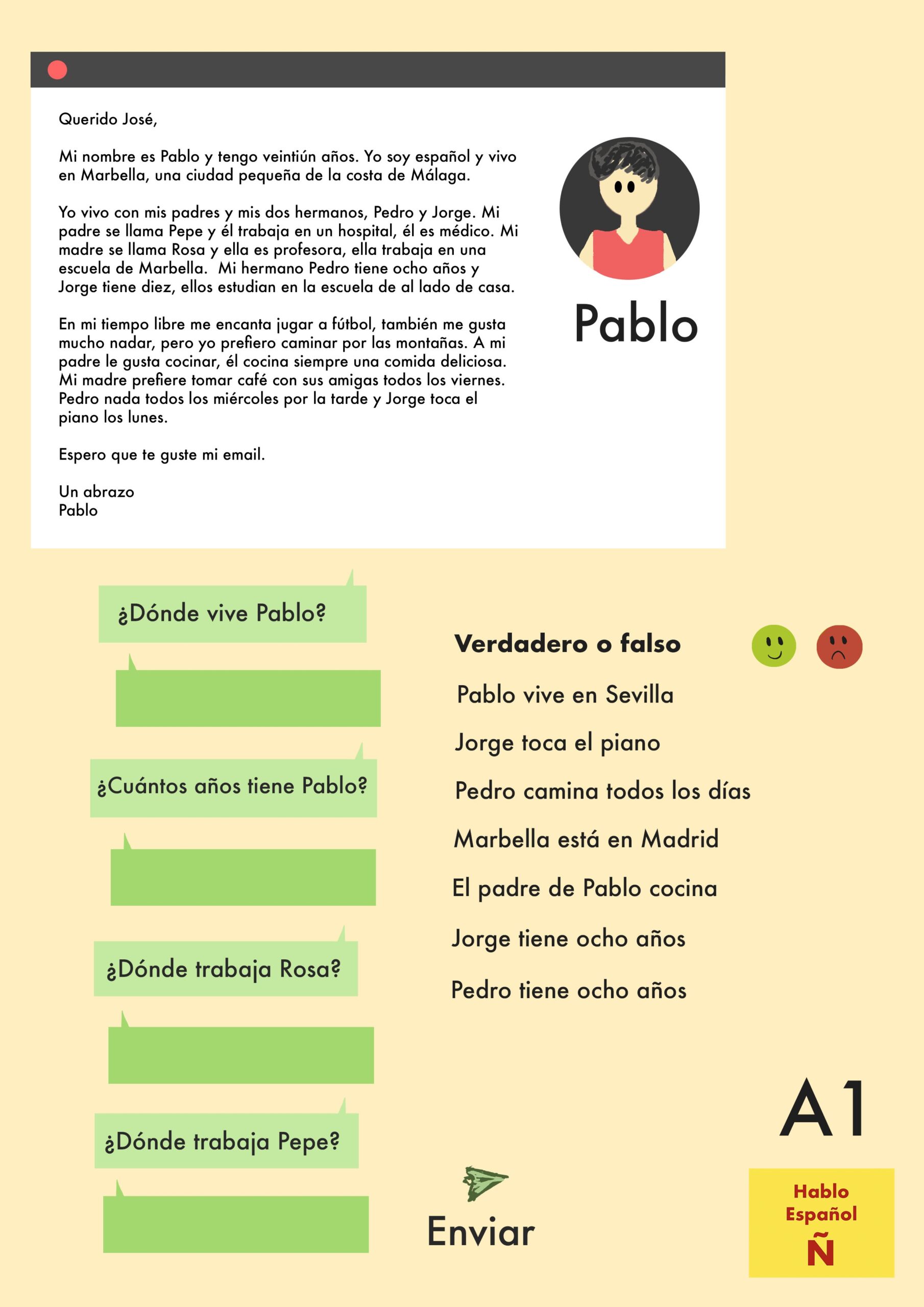 A1 Spanish Comprehension Worksheets Hablo Espa ol