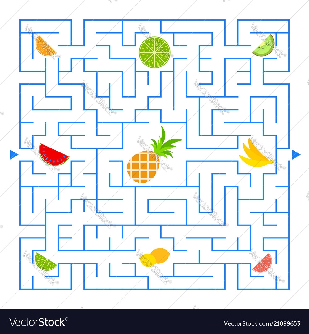 Abstract Colored Complex Isolated Maze With Fruit Vector Image
