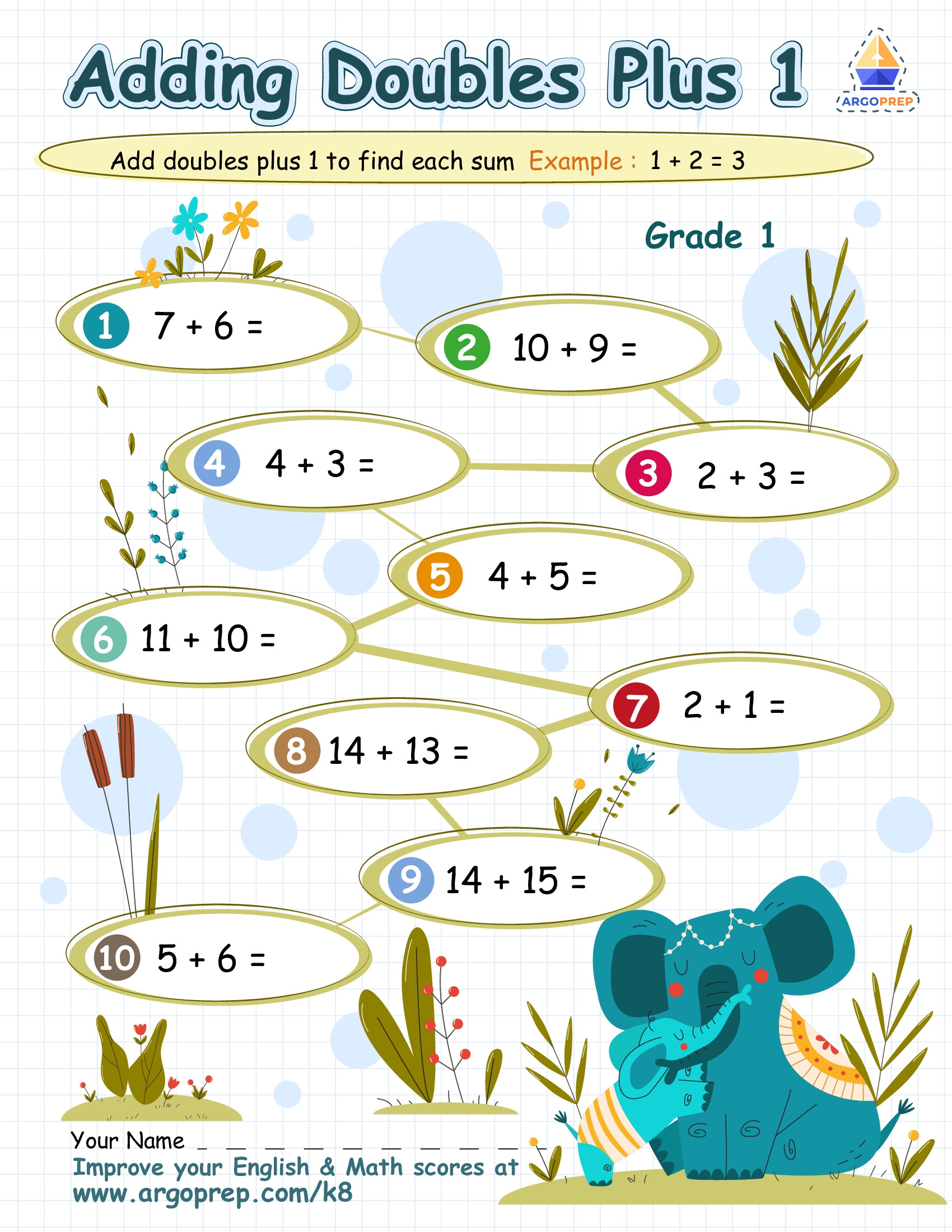 Add The Doubles Plus One Numbers Free Printable Worksheets For Grade 1 ArgoPrep Add The Doubles Plus One Numbers Free Printable Worksheets For Grade 1 ArgoPrep