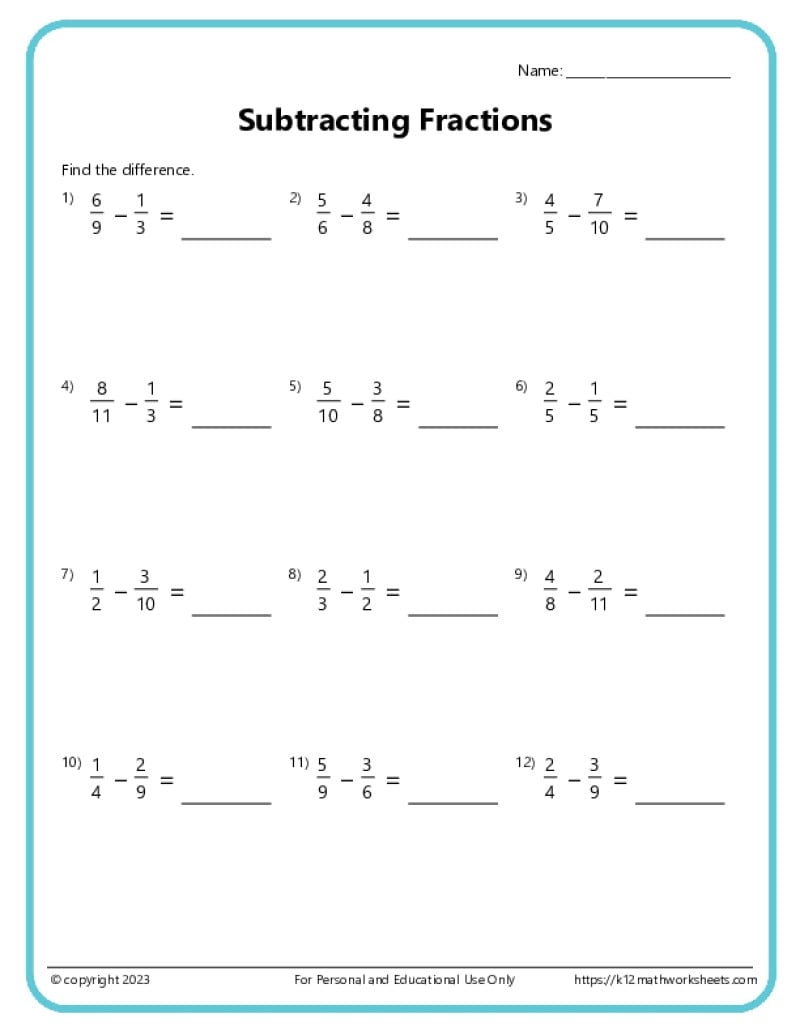 Adding And Subtracting Fractions Worksheets Adding And Subtracting Fractions Worksheets