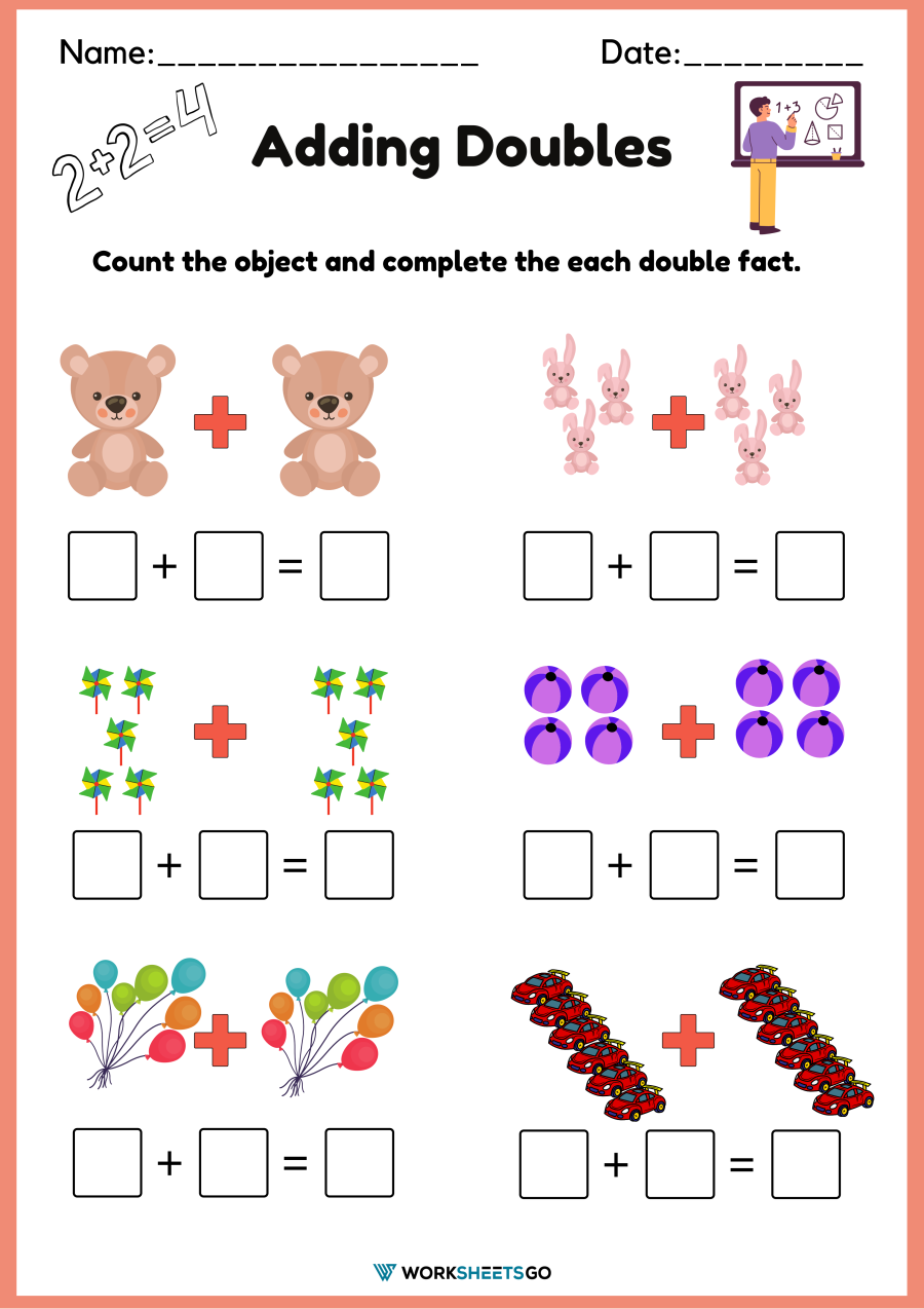 Adding Doubles Worksheets WorksheetsGO Adding Doubles Worksheets WorksheetsGO