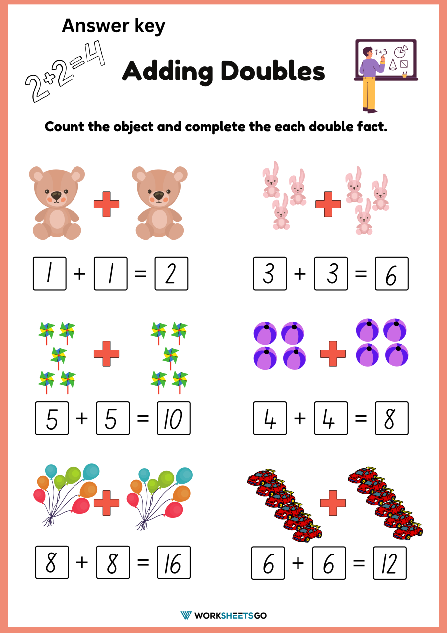 Adding Doubles Worksheets WorksheetsGO Adding Doubles Worksheets WorksheetsGO