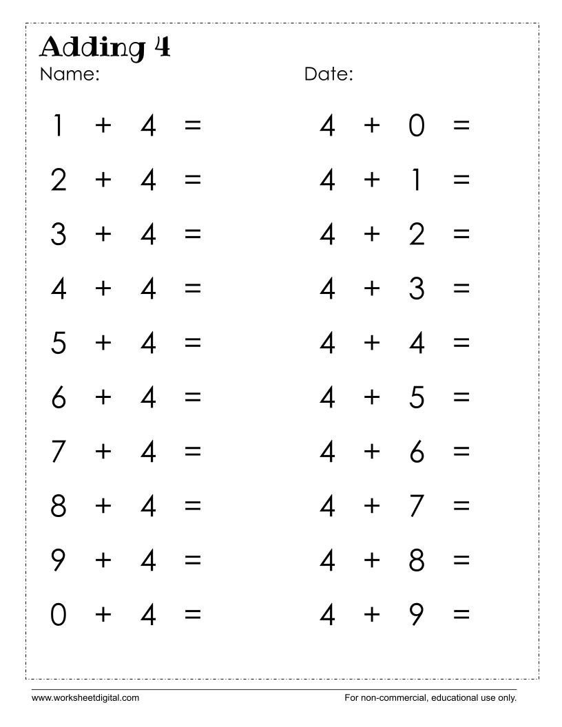 Adding With 4 Worksheet Digital 1 Teacher Made Resources Adding With 4 Worksheet Digital 1 Teacher Made Resources