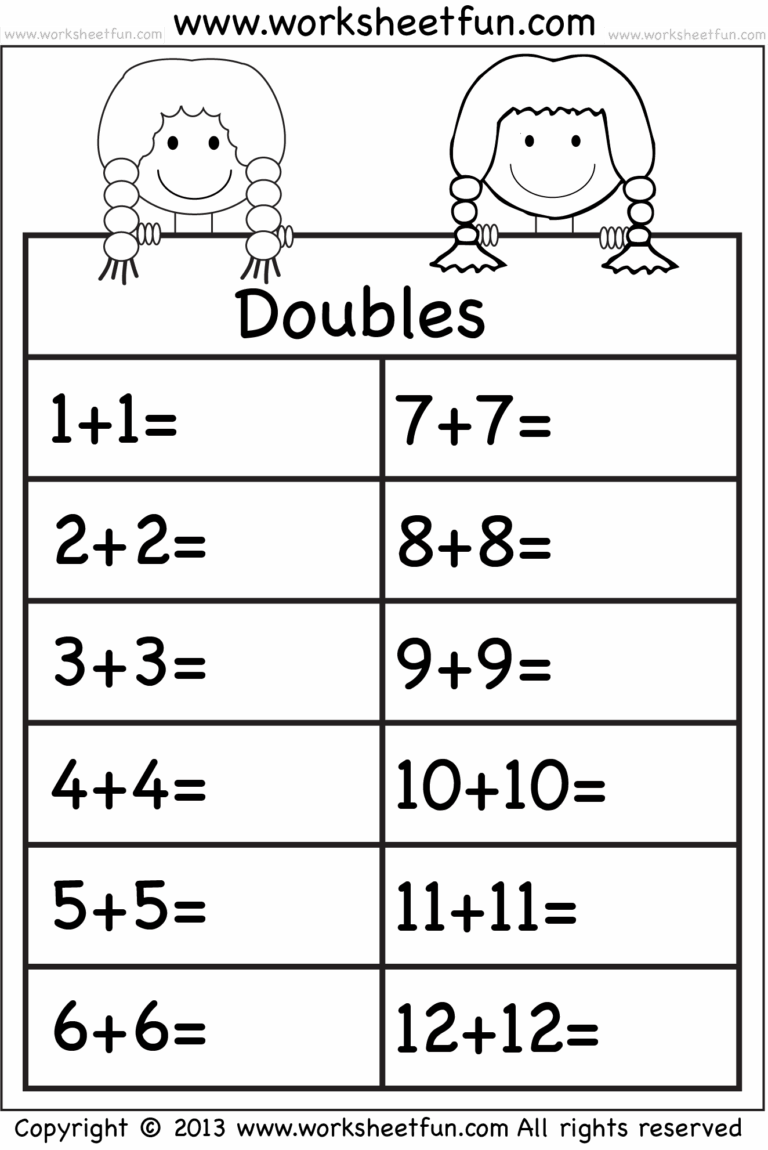 Addition Doubles 1 Worksheet FREE Printable Worksheets Worksheets Library
