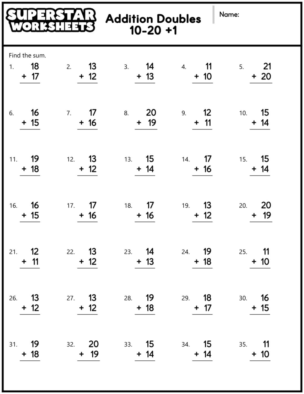 Addition Doubles Worksheets Superstar Worksheets Addition Doubles Worksheets Superstar Worksheets