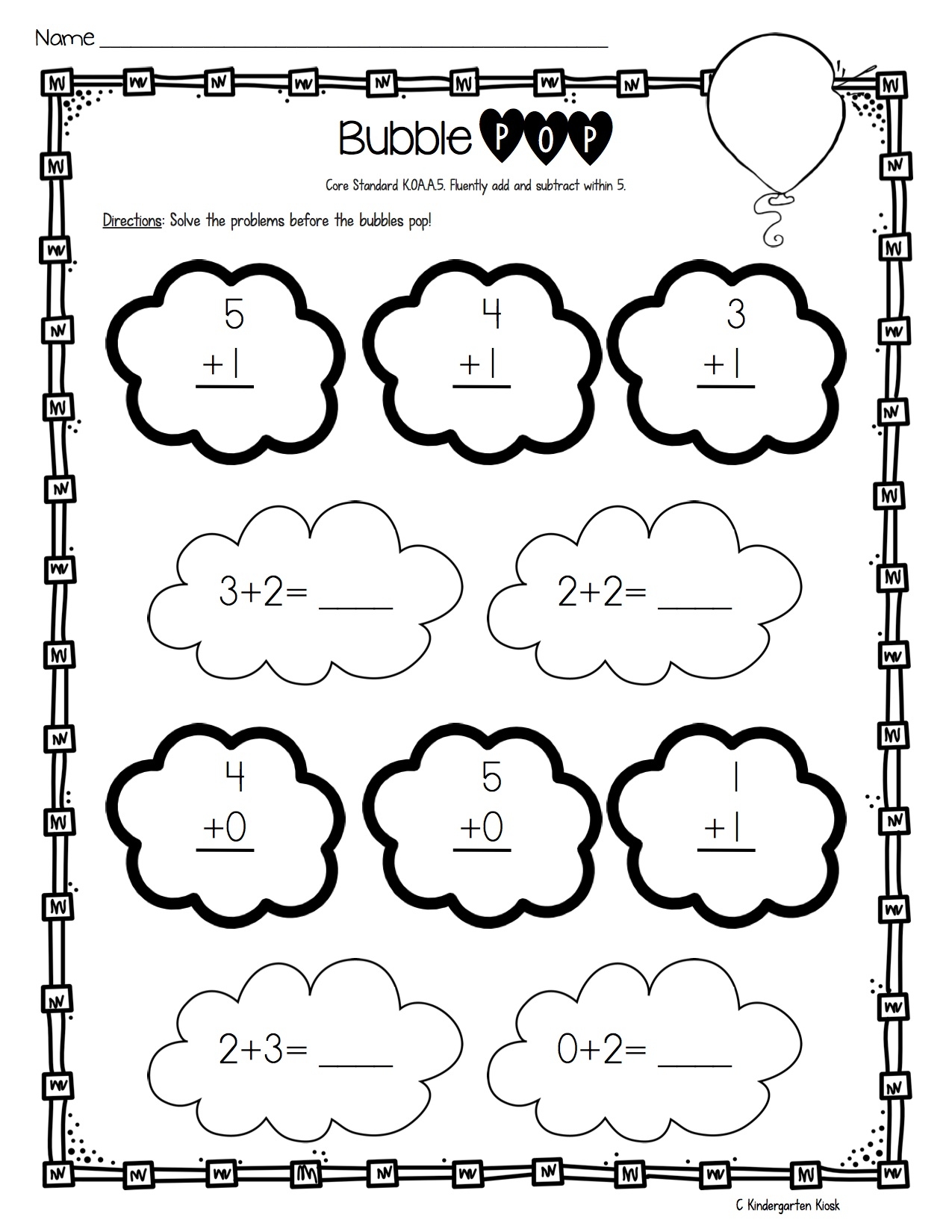 Addition U0026 Subtraction Within 5 Worksheets Kindergarten Addition U0026 Subtraction Within 5 Worksheets Kindergarten