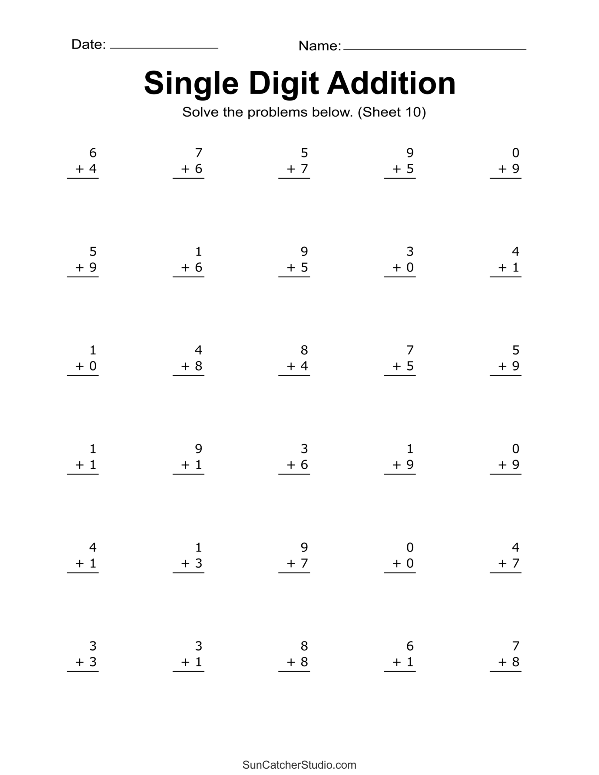 Math Facts Worksheet Adding One Kindergarten