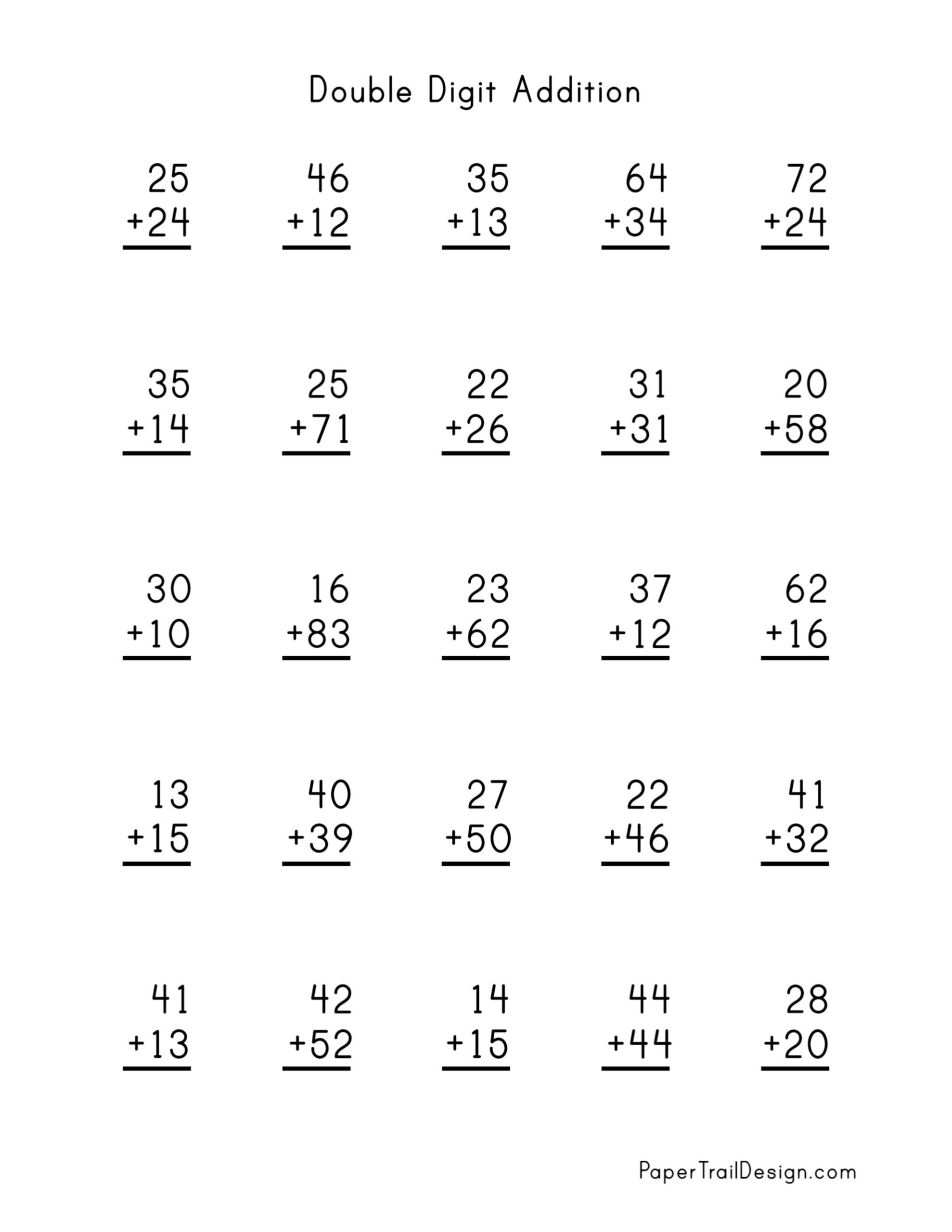 Addition With Regrouping Free Printable Worksheets