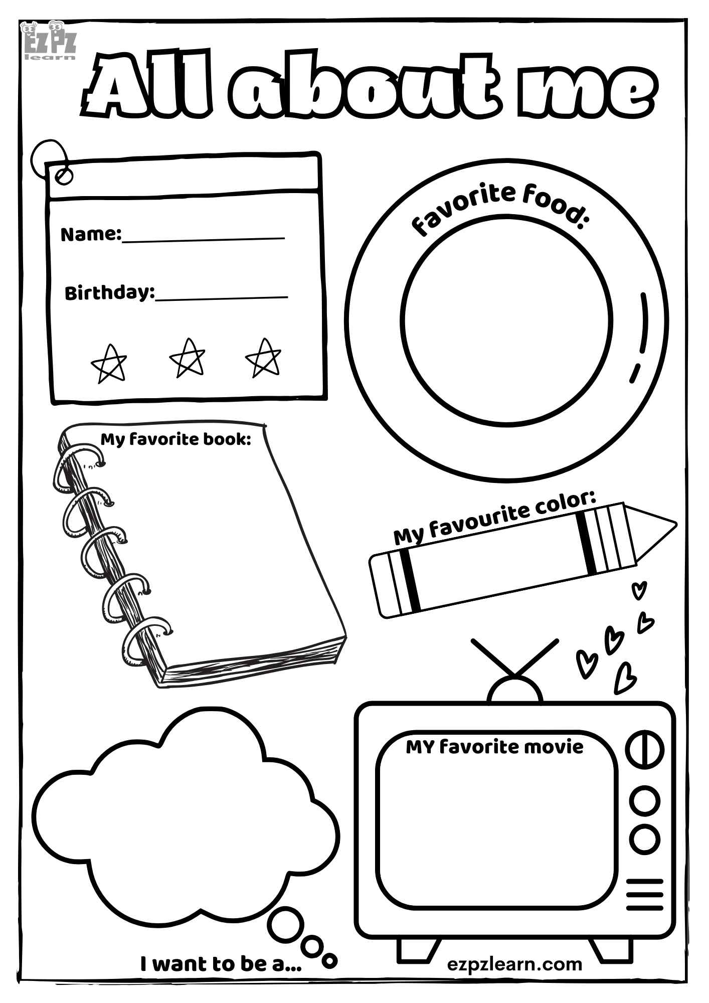 All About Me Kindergarten Free Worksheets All About Me Kindergarten Free Worksheets