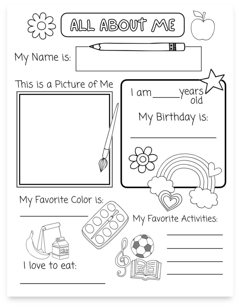 All About Me Printable Preschool Worksheet Free PDF MindyMakes All About Me Printable Preschool Worksheet Free PDF MindyMakes