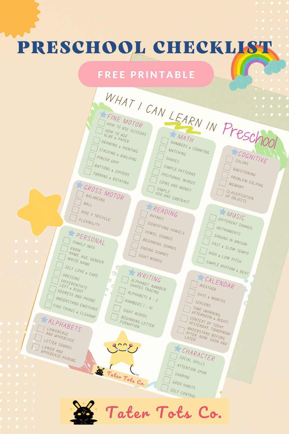 All In One Preschool Prep Pack Free Printable Checklist Reward Chart And More Tater Tots Co All In One Preschool Prep Pack Free Printable Checklist Reward Chart And More Tater Tots Co