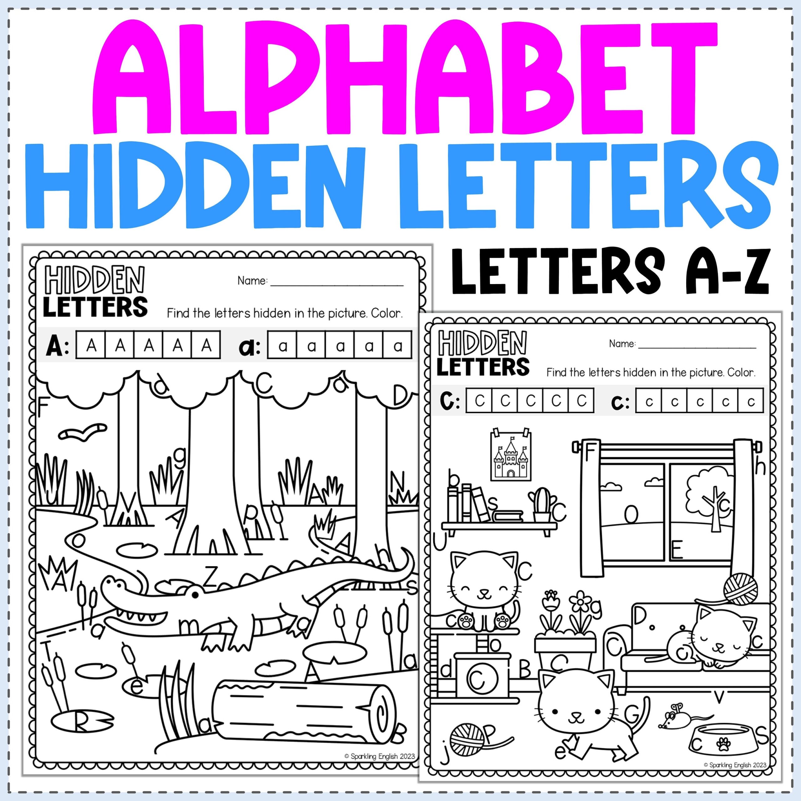 Alphabet Hidden Letters Pictures A To Z Fun Letter Recognition Activity Printable Worksheets Kindergarten Curriculum Etsy
