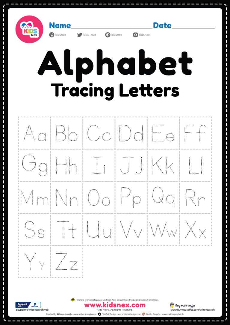 Alphabet Worksheets Tracing Letters Free Printable PDF