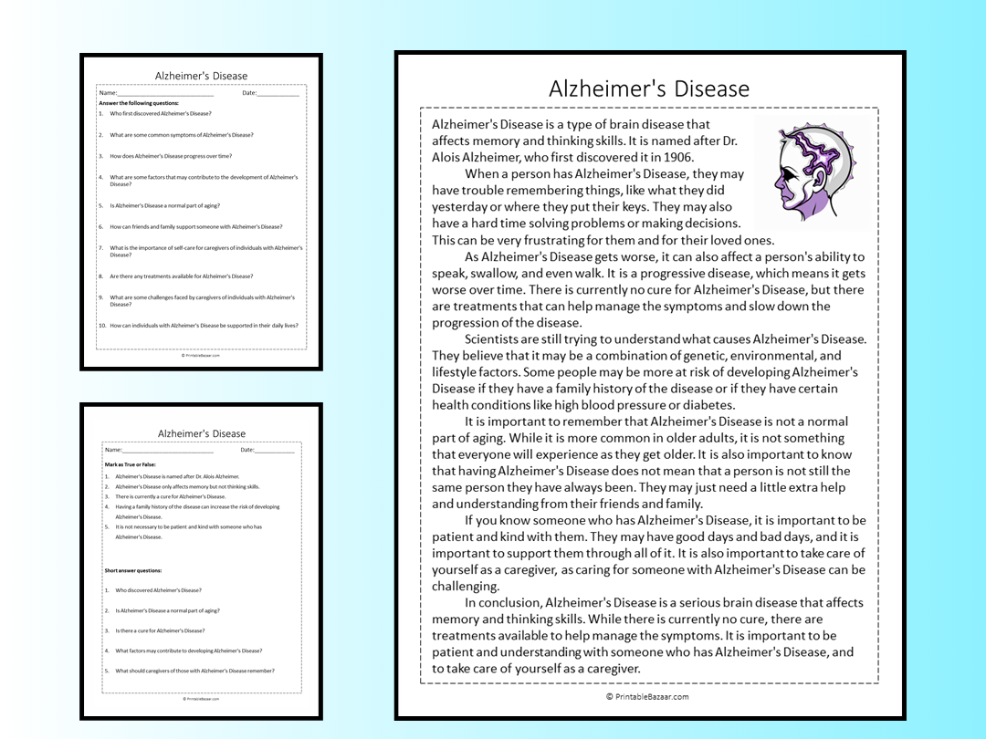 Disease Reading Comprehension Worksheet