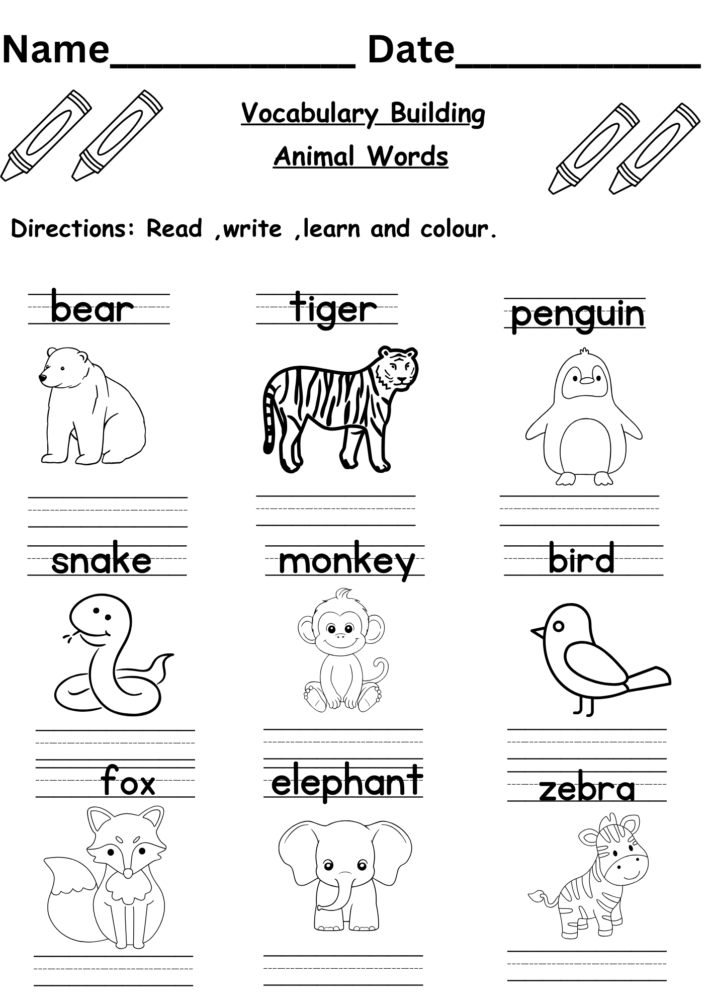 Toddler Preschool Printables Animal