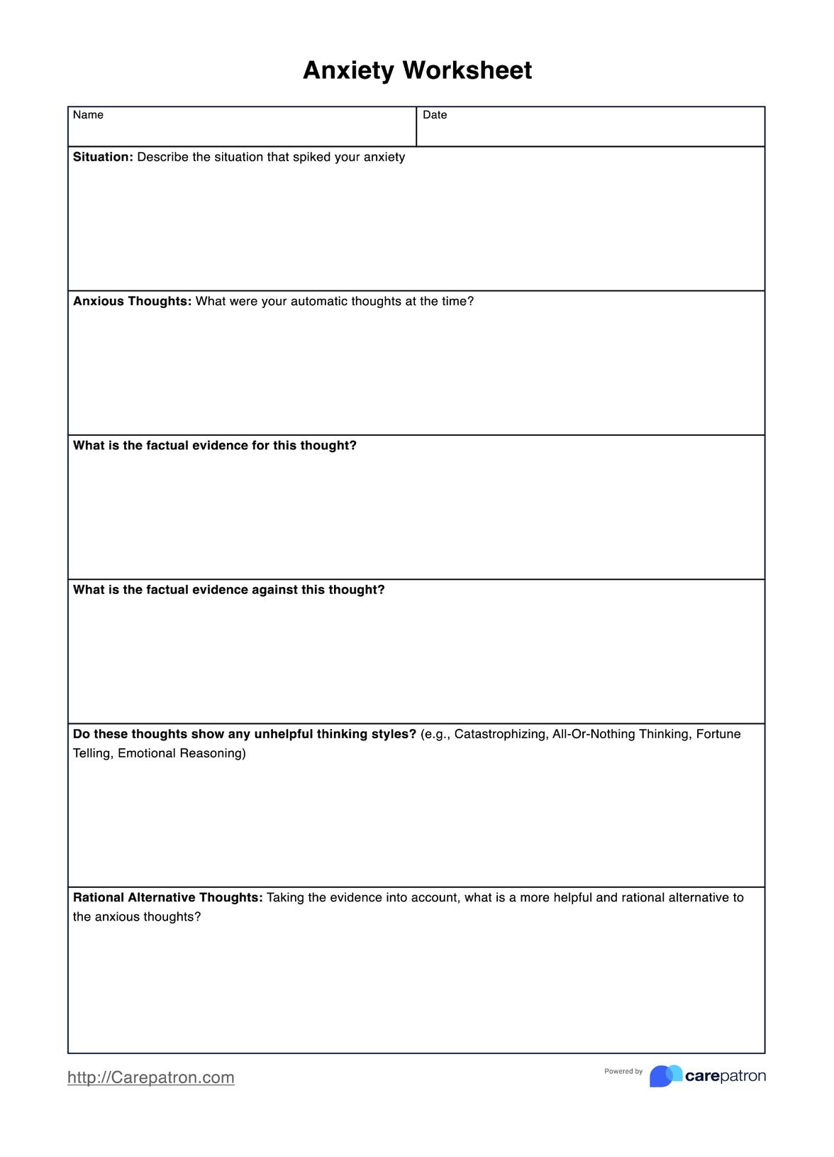 Anxiety Worksheet U0026 Example Free PDF Download Anxiety Worksheet U0026 Example Free PDF Download
