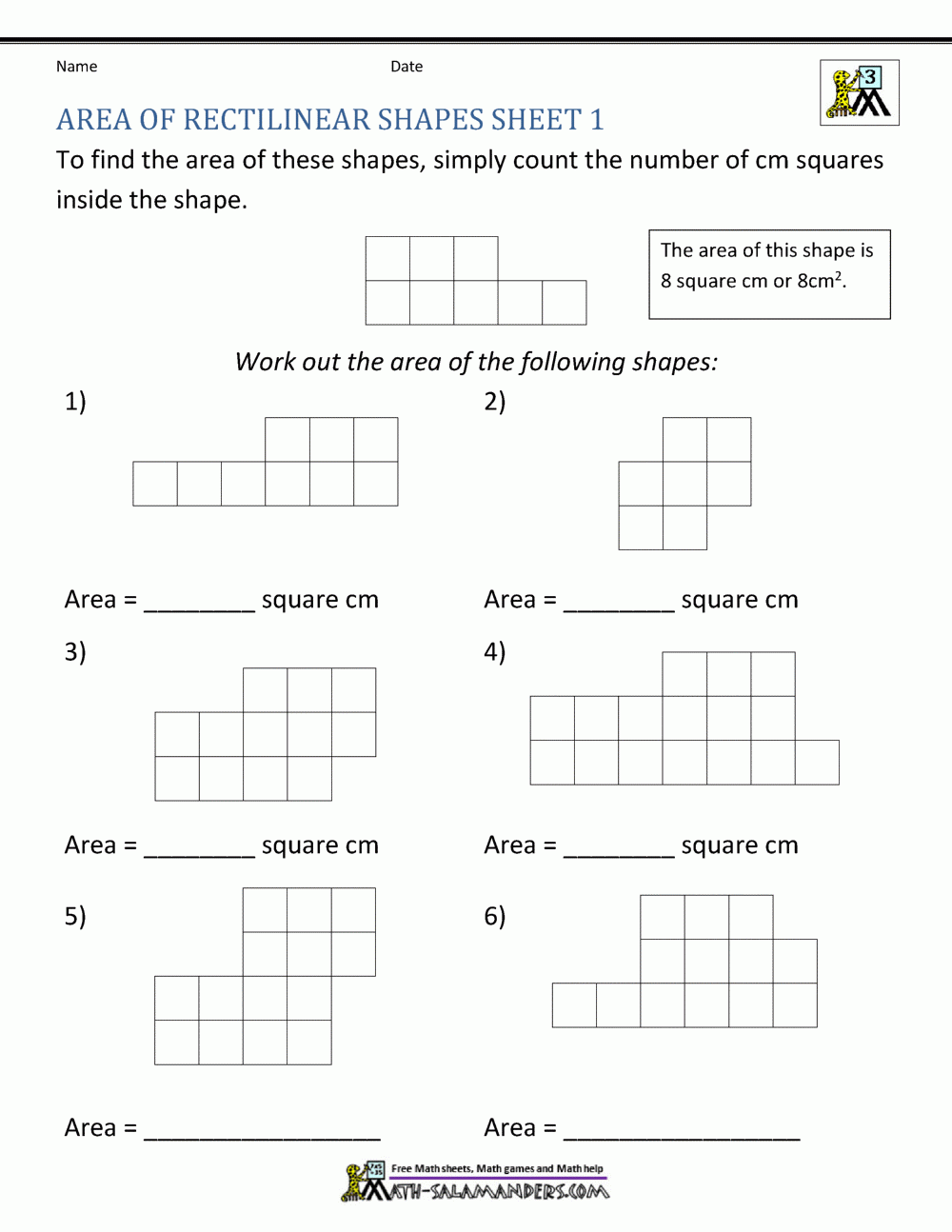 Area Of Rectangle Worksheets