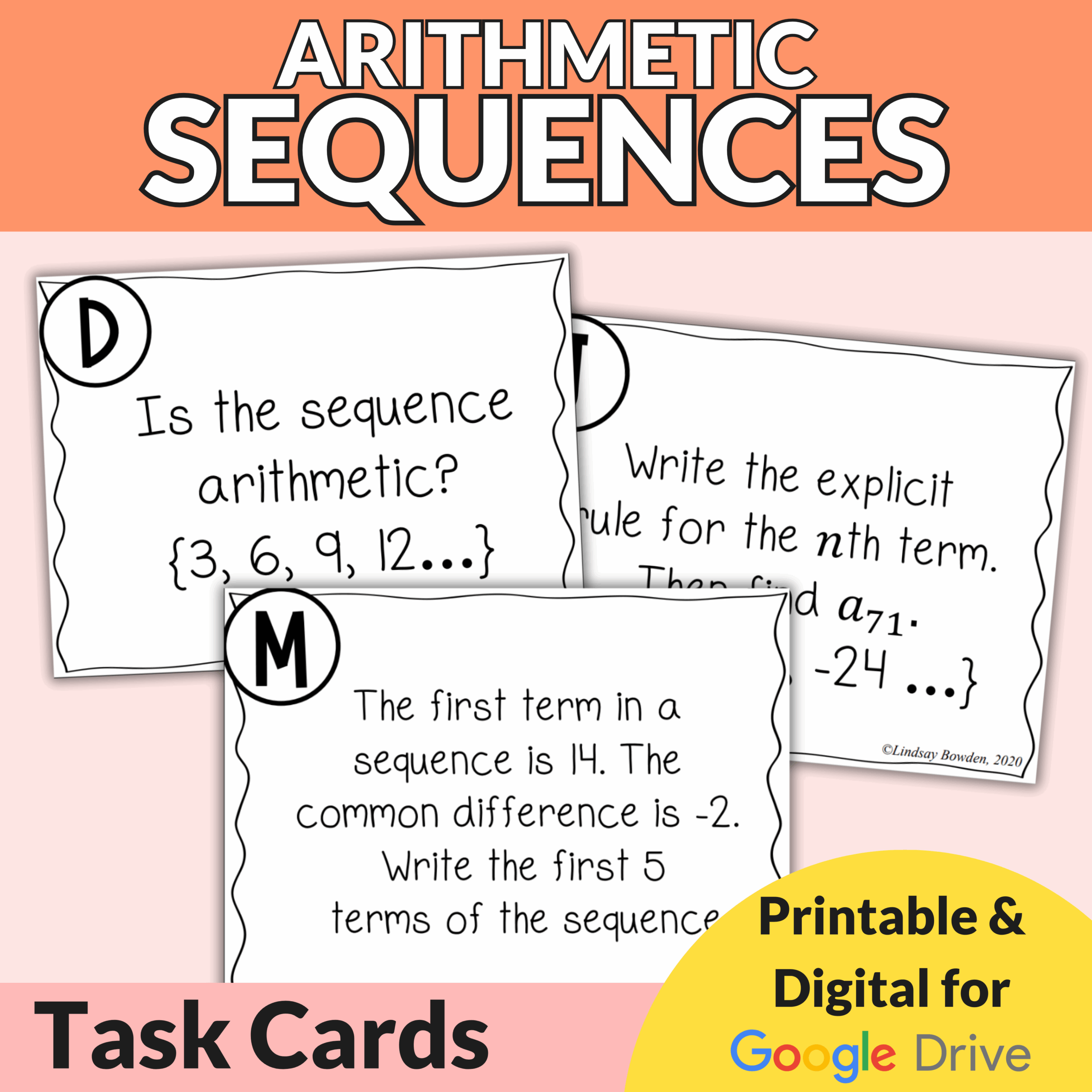 Arithmetic Sequences With Recursive And Explicit Rules Task Cards For Algebra 1 Lindsay Bowden Arithmetic Sequences With Recursive And Explicit Rules Task Cards For Algebra 1 Lindsay Bowden