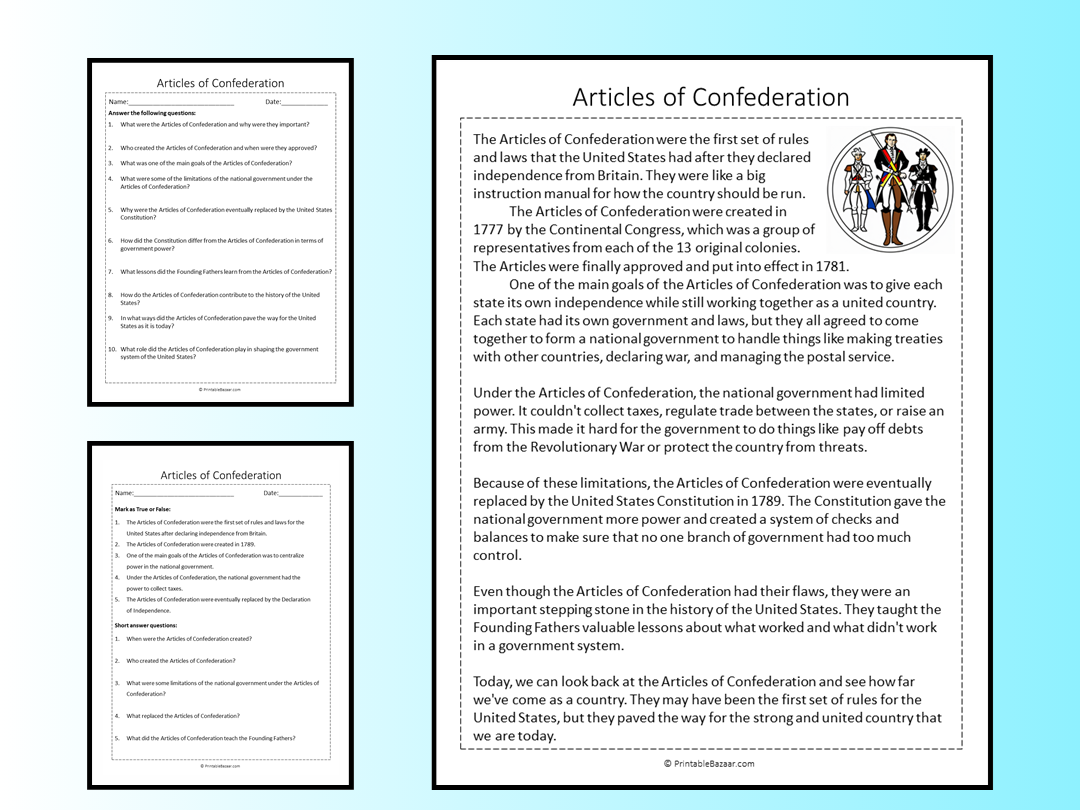 Articles Of Confederation Reading Comprehension Passage Printable Worksheet Teaching Resources Articles Of Confederation Reading Comprehension Passage Printable Worksheet Teaching Resources