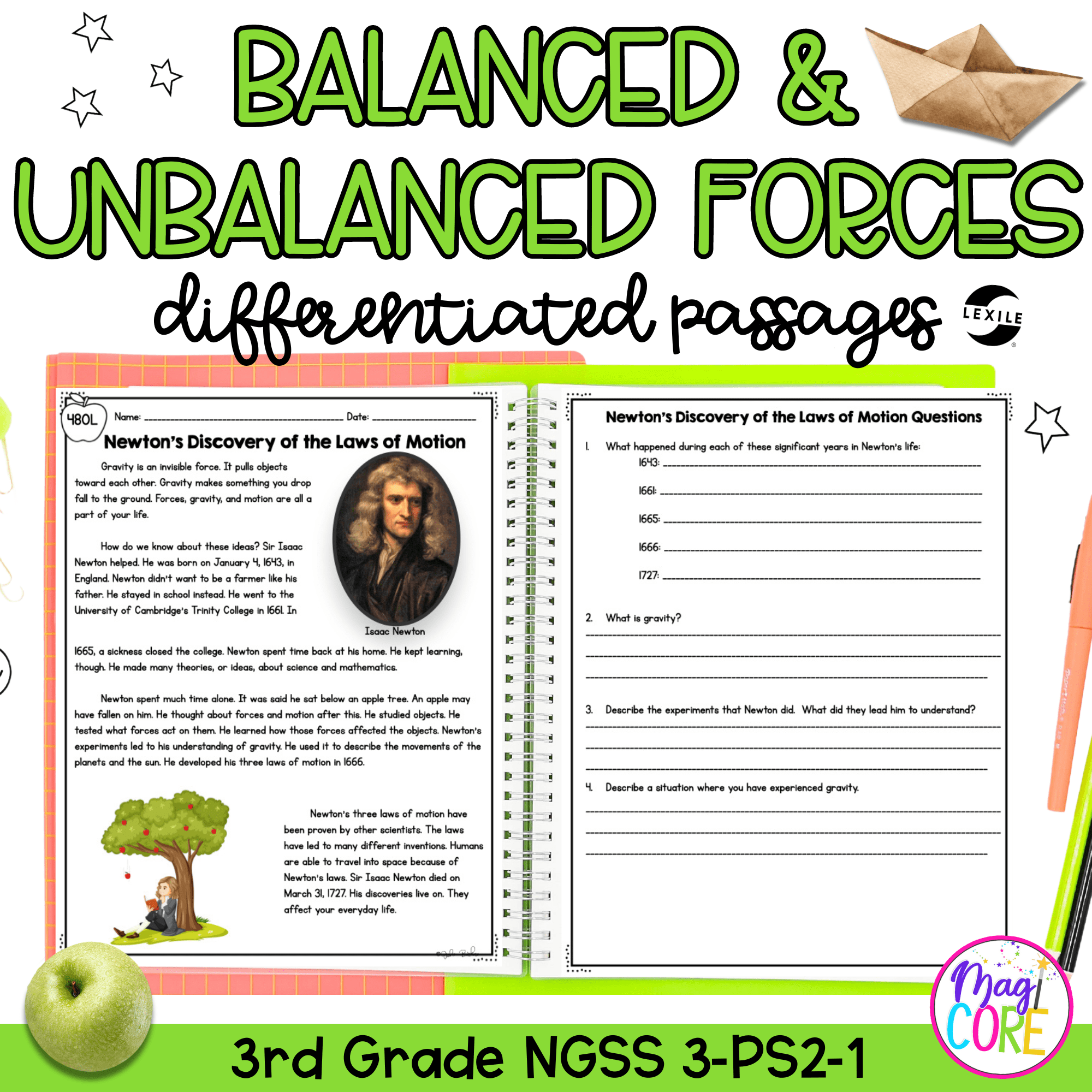 Balanced U0026 Unbalanced Forces NGSS 3 PS2 1 Science Differentiated Reading Passage Balanced U0026 Unbalanced Forces NGSS 3 PS2 1 Science Differentiated Reading Passage