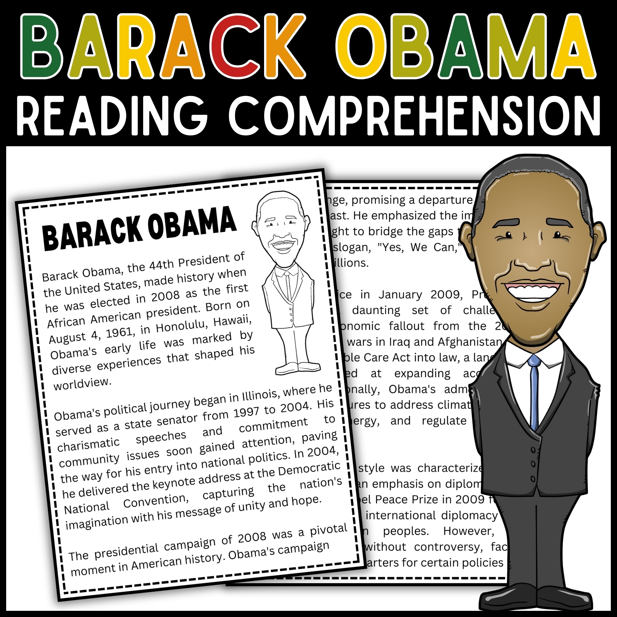 Barack Obama Reading Comprehension Passage Black History Month 