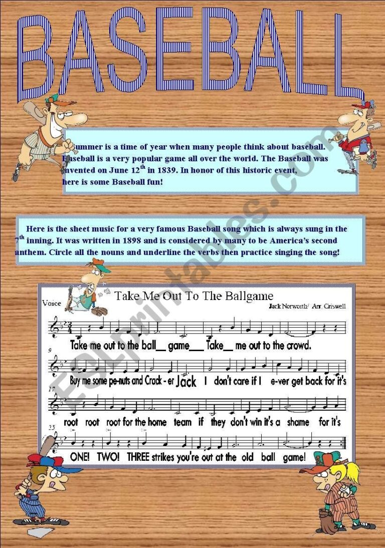 Baseball Warm Up Worksheet Basic Grammar Part 3 Of 3 ESL